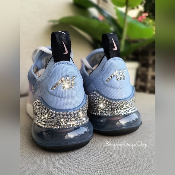 Bling Ombre Nike Air Max 270 Womens Sneakers Shoes Customized with Crystals - Picture 5 of 7